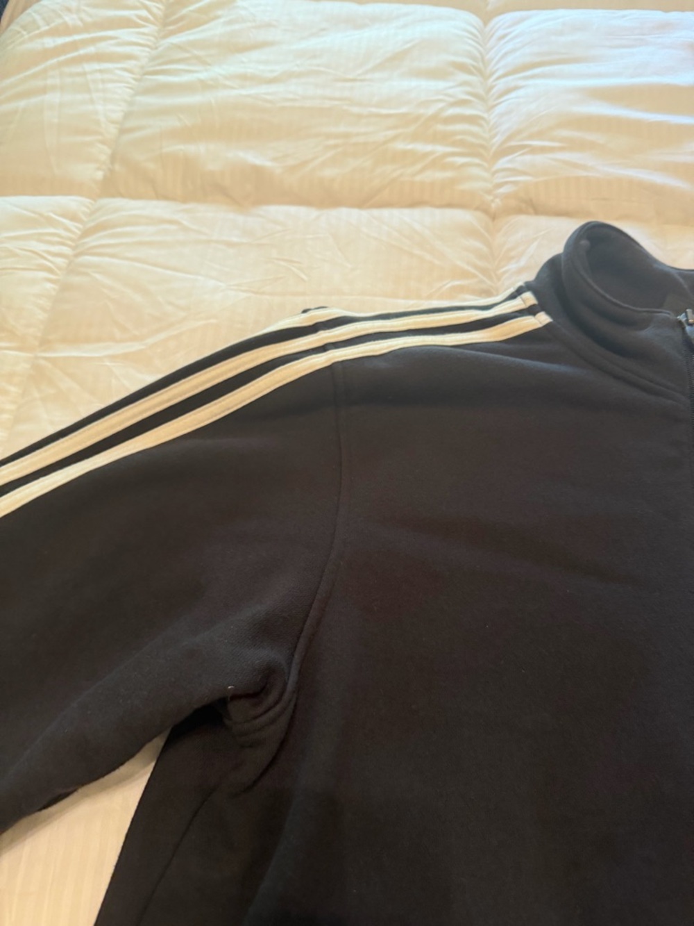 adidas Black Quarter-Zip Performance Pullover with White 3-Stripes - Picture 4 of 5
